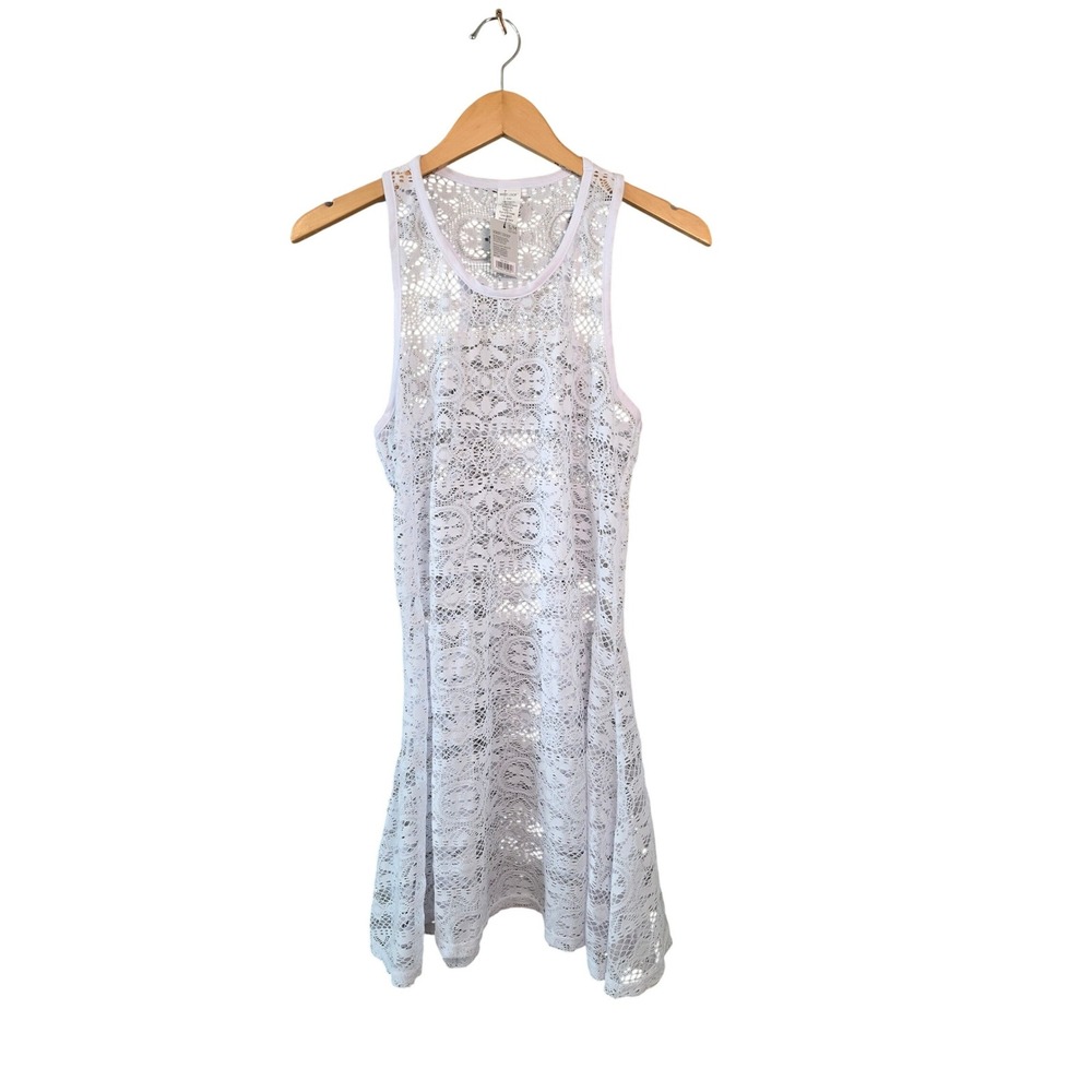 West Loop White Floral Lace Swim‎ Cover Up Dress Racerback Womens S/M New